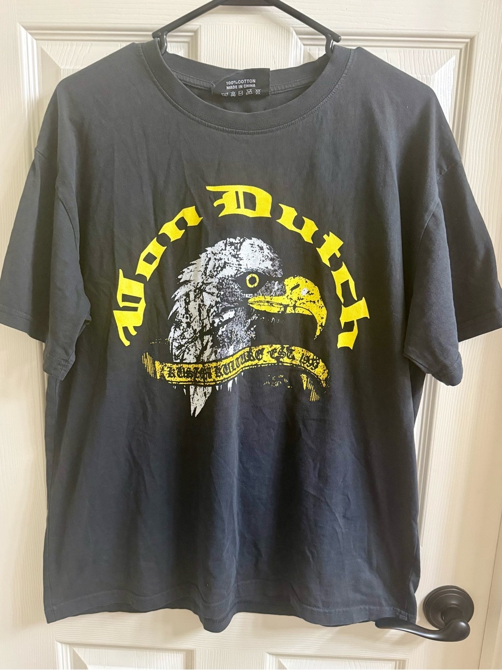 Von Dutch Black Short-Sleeve Tee with Yellow Eagle Graphic